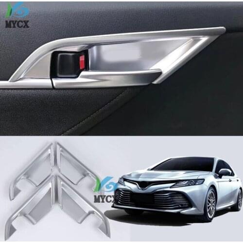 Carbon fiber style Inside the door shake handshandle of decorative covers car accessories For Toyota camry 2018 2019 XV70