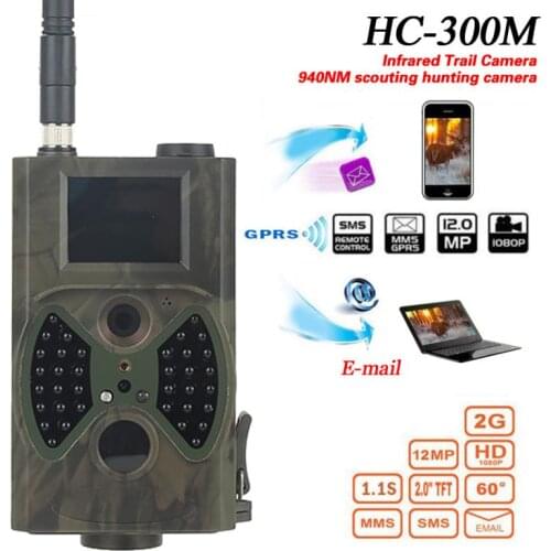 HD HC-300M hunting camera Digital Infrared Camera Trail Hunting Video IR Cam 940NM MMS GPRS 12M 1080P night vision
