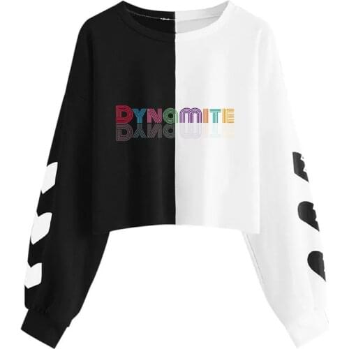 K Pop Kpop Clothes Harajuku O-Neck Sweatshirt Dynamite Streetwear Heart Print Patchwork Casual White Red Fashion Long Sleeve Top