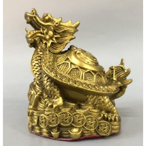 China brass recruit wealth dragon turtle crafts statue