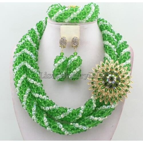 Nigerian Statement Necklace Wedding African Beads Jewelry Set Crystal Jewelry Set African Costume Jewelry Sets Beads HD7126