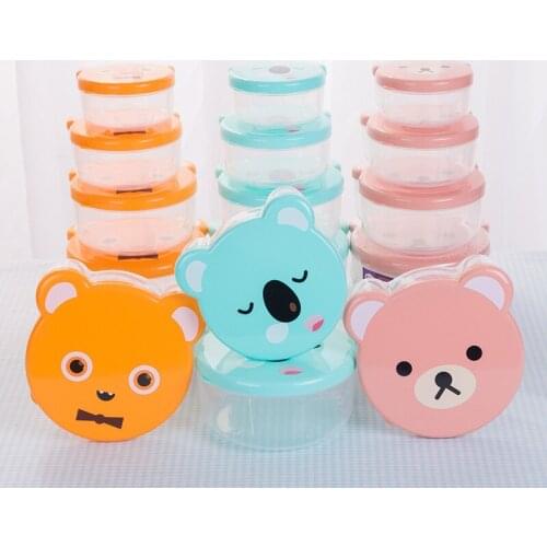 Lunch Box Rice Bowls Cartoon Ware Frutero Ramen Bowls Food Grade PP Bear Shape Dinnerware Colorful Kids Christmas Gift 4 pcs/set