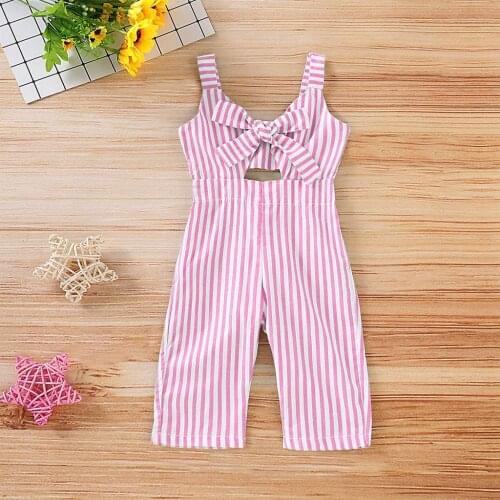 Summer Baby Girl Boys Clothing Baby Girl Kid Toddler Straps Backless Striped Overall Jumpsuit Romper Clothes для новорожденных