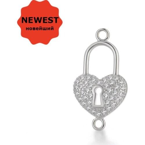 Jewellery making supplies luxury zircon rhinestone heart lock charm connectors for jewelry making hand made diy bracelets