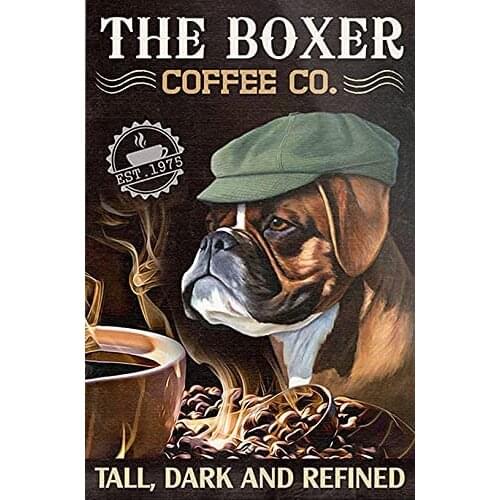 Metal Tin Sign Wall Decor Boxer Dog Signs Wall Art Hanging Plaque Aluminum Signage Posters 8x12 Inch
