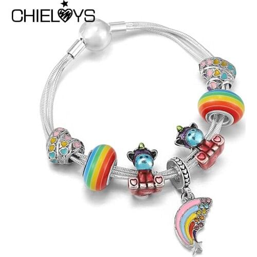 Fashion European Style Charm Bracelets With Lovely Dog & Dog Bones Beads Bracelets For Women Kids Jewelry Pulseras Mujer