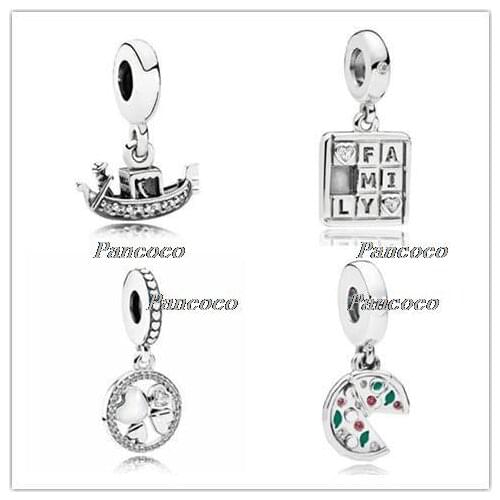 925 Sterling Silver Charm Green Enamel Passion For Pizza With Crystal Beads Fit Pandora Bracelet & Necklace DIY Jewelry