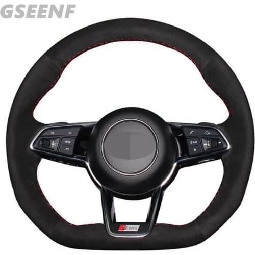 Car Steering Wheel Cover For Audi R8 2016-2018 TTS 2016-2019 TT 2016-2019 TT RS 2018-2019 Black Hand-stitched Soft Suede