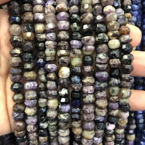 Wholesale 2string Natural Charoite stone Beads Faceted 4x6mm 5x8mm Faceted Roundel Beads For jewelry DIY 15.5"/string
