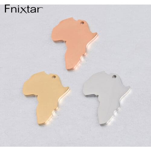 Fnixtar 20Pcs Cute Africa Map Charms Mirror Polish Stainless Steel Charms For Making Necklace Bracelets Keychain Anklet Jewelry