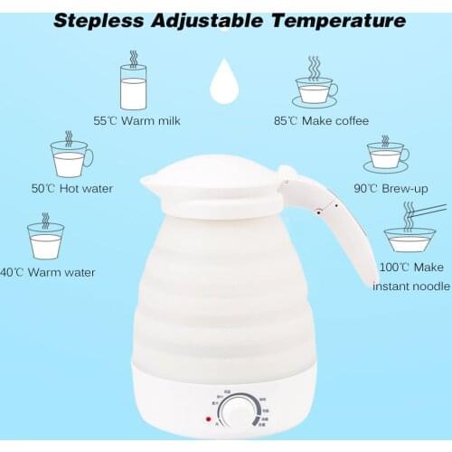 Portable Travel Electric Water Kettle Hot water kettle travel Collapsible Water Boiler Portable Folding Silicone Water Kettle