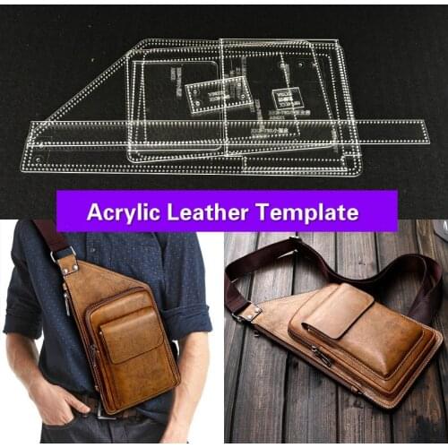 Acrylic Leather Tools Men Women Casual Chest Bag Kraft Paper Stencil DIY Handmade Leather Craft Design Template English Versoin