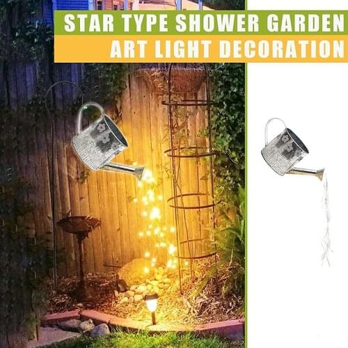 Garden Watering Can Light Retro Wrought Iron Glowing Ornament for Outdoor Courtyard Patio Decoration ASD88