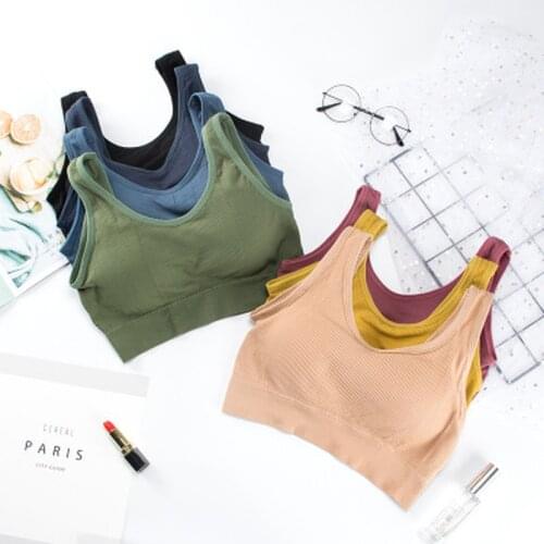 Sport Women Tank Crop Top Push Up Bra Tops Seamless Camisole Underwear Sports Sleeveless Tops Gather Thread Sexy Underwear
