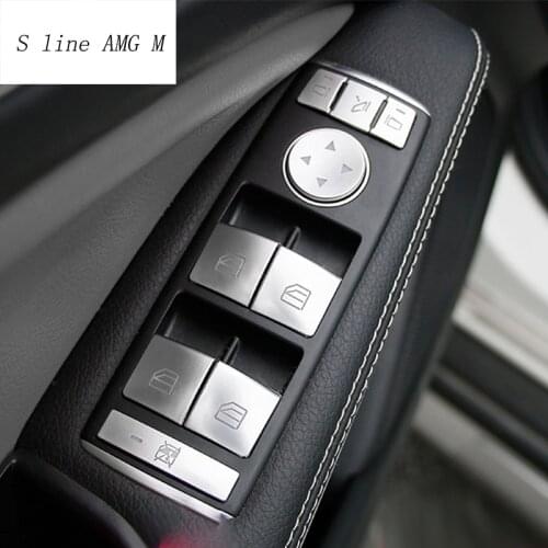 Car Styling Window Glass Lift Button Door Armrest panel cover Sticker For Mercedes Benz A B C E GLA CLA GLK GL ML GLE W204 Class