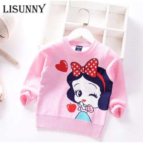 Girls Sweater 2021 Autumn Winter Bow Cartoon Girl Princess Baby Jumper Children Sweaters Toddler Pullover Kids Knitted Clothes