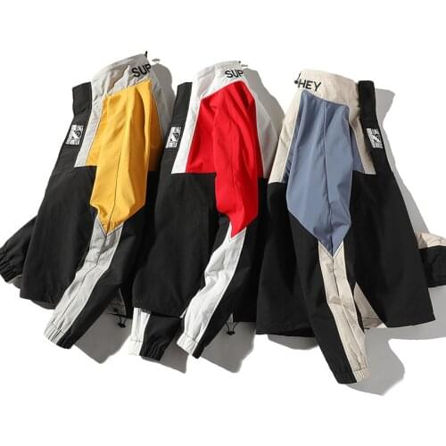 Windbreaker Streetwear Vintage Jacket Oversized 2021 Men Hip Hop Jacket Spring Coat Harajuku Retro Color Block Patchwork Jacket