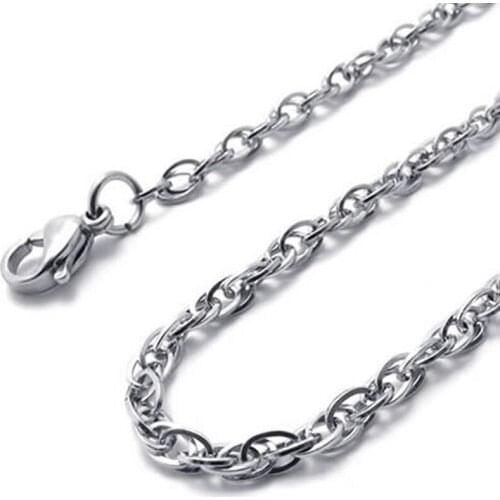 Jewelry ladies chain, stainless steel curb chain necklace, silver (width 2 mm, length 45 cm)
