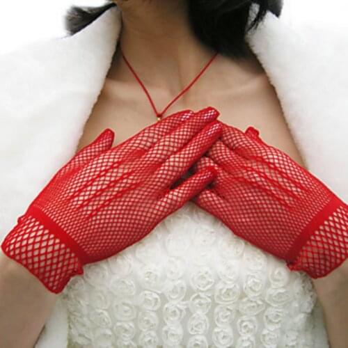 2019 High quality Women Short Gloves Mesh Five Fingers Hollow bride gloves Sexy punk gloves for Holiday 135