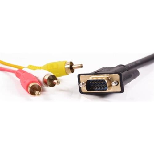 1.5M VGA RCA Adapter 3RCA Video Female To HD 15 Pin VGA Converter Component Video Cable