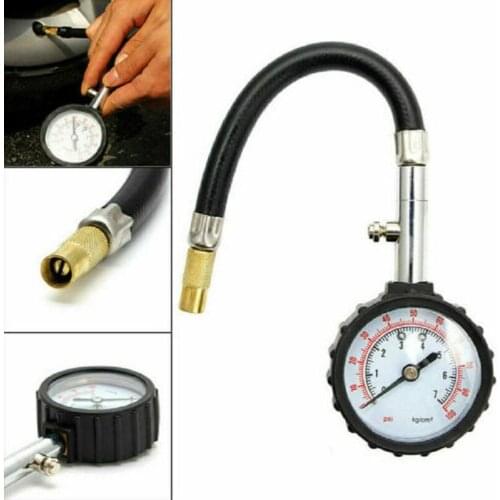 1 Set High Precision Motorcycle Tire Pressure Gauge 0-100 Psi Tire Gauge With Flexible Air Chuck Accessories