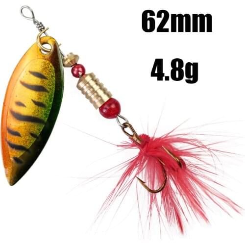 1pcs Spinner Spoon Fishing Lures Artificial Wobblers Hand CrankBaits Jig Shone Metal Sequin Trout With Feather treble Hooks