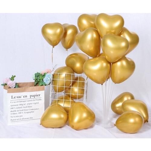10 inch Gold Heart Glossy Metallic Latex Balloons Thick Chrome Foil Balloon Globos Baby Shower Birthday Wedding Party Decoration
