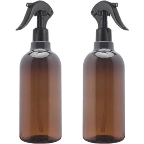 2PCS 500ML Refillable Bottles Amber PET Spray Empty Bottles Trigger Sprayer Essential Oils Aromatherapy Perfume Traveling Bottle
