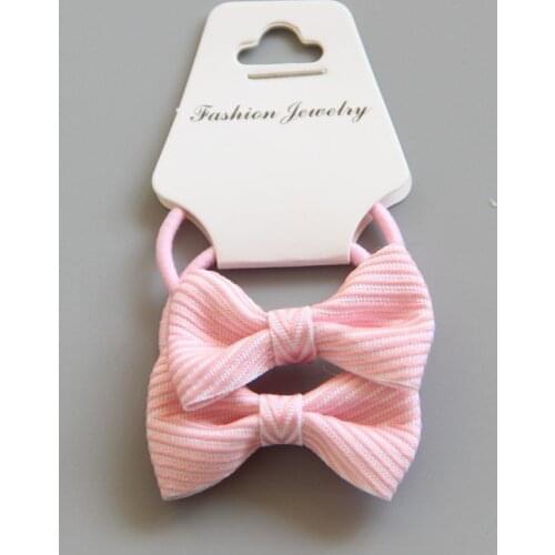 2 pcs Cute Little Girls' Pompom Hair Ties Bowknot Headdress Elastic Hair Band for kids Hair Ropes Hair Accessories