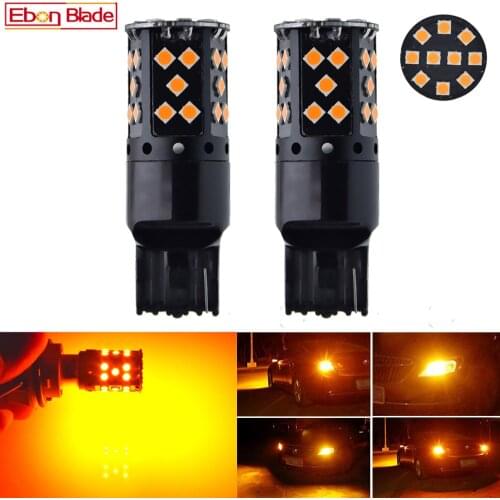 2Pcs T20 7440 W21W WY21W LED Car Lights Canbus No Error Hyper Flash Amber Orange Front Rear Turn Signal Light Bulb Lamp 12V 24V