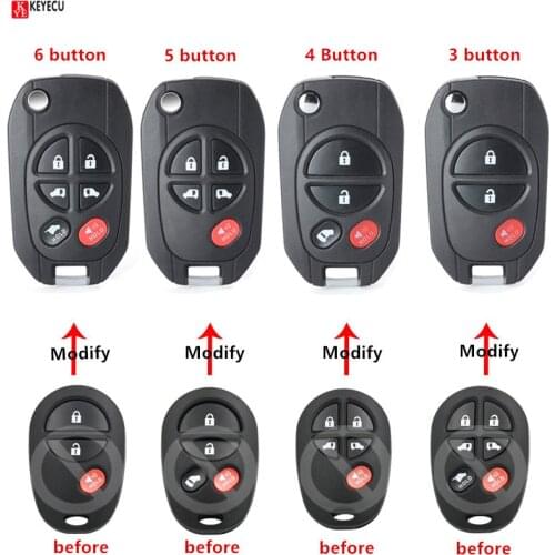 3/4/5/6 Buttons Modified flip Remote Key Fob Shell for TOYOTA Highlander Sequoia Sienna Tacoma Tundra Avalon Solara GQ43VT20T