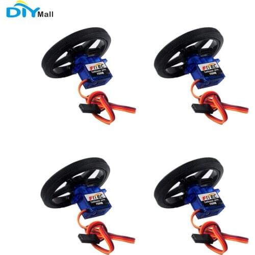 4set Feetech FS90R 360 Degree Continuous Rotation Micro RC Servo 6V 1.5KG with Wheel DIYmall