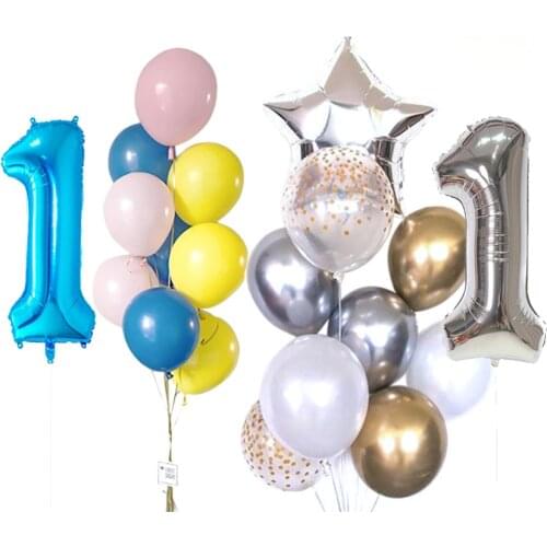 7-10Pcs 32inch Number Foil Balloons Colorful Star Heart Helium Latex Balloon Birthday Party Various Occasion Decoration Supplies