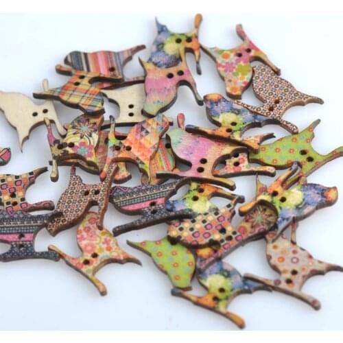 Wood Sewing Button Scrapbooking Bird mixed color for Decoration Craft Diy 20x28mm 50pcs 0119-18
