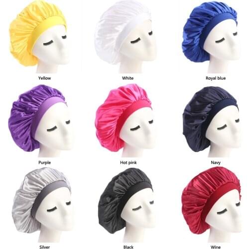 Womens Satin Solid Wide-brimmed Sleeping Hat Night Sleep Cap Hair Care Bonnet Nightcap For Women Men Unisex Cap bonnet de nuit