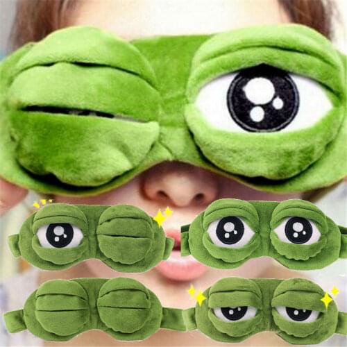 Travel Sad Frog Eye Mask Soft Plush Sleeping Eye Mask Padded Rest Aid Eye Mask 3D Blindfold Kid Adult Eye Patch Relax Massager
