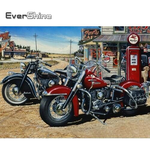 Evershine Diamond Embroidery Motorcycle DIY 5D Mosaic Painting Needlework Cross Stitch Full Square Drill Home Decoration