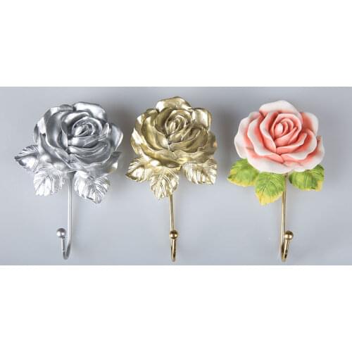 European-Style Pastoral Embossed Rose Clothes Hook Coat Hook Clothes Kitchen Entrance Screwless Clothes Hook Single Hook