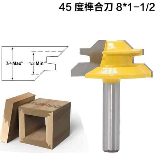 1/2 1/4 8 Shank 45 Degree Wood Miter Router Edge Milling Tool Tenon Cutter Router Bits for Woodworking Trimmer Tool