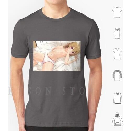 Waifu On Bed T Shirt Diy Big Size Cotton Waifu Japanese Girls Blonde Cute Pantsu Senpai Ecchi Hentai Anime Manga Kawaii