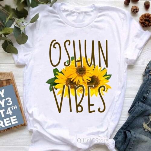 The African Goddess Oshun Vibes Sunflower Print Graphic T Shirts Summer 2021 Melanin Queen Black Girl Magic T Shirt Lovely Top