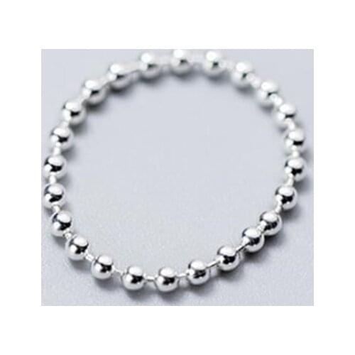 100% 925 Solid Sterling Silver Smooth Surface Beads Cocktail Ring Size 6 7 8 Women Girls Kids Xmas Gift