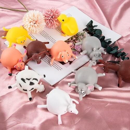 Creative Soft Rubber Inflatable Chicken Hippo Pop Up Animal Blow Balloon Animal Stress Relief Squeeze Toy Prank Gift
