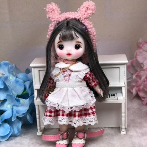 16cm Glass Eyes Blyth Doll Joint Body Fashion Girl Dolls Bjd Doll Full Set Jointed Doll Children Toys for Girl Birthday Gift