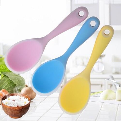 Eco-friendly Silicone Rice Scoop Paddle Rice Potato Food Service Spoon Non-stick Heat-resistant