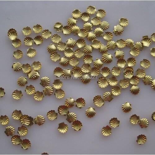MD-440 30pcs Nail Decoration 5mm Metal Gold Shell Metal Nail Art Decoration