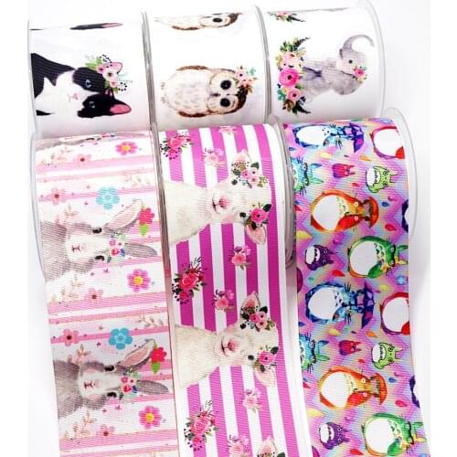 Cartoon Grosgrain/Satin Ribbon Animals Printed Ribbon For Crafts Decoration Bow 10Yards 45722