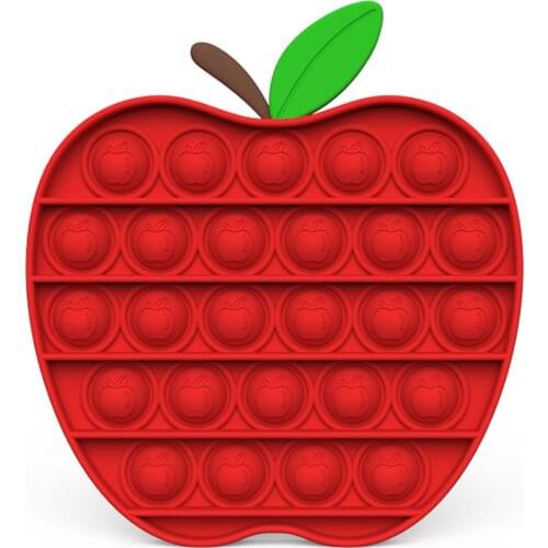 Cartoon Silicone Apple Shaped Push Bubble Sensory Toy Anti-stress Relaxing Fidget Autism Toys Stress Relief for Adults Kids