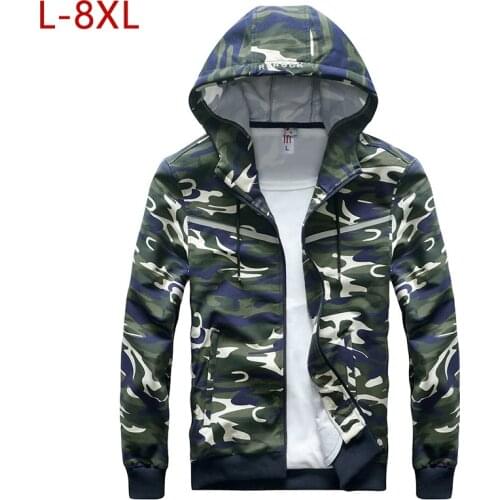 Big Size 8XL Mens Baggy Military Jacket Casual Spring Autumn Windbreakers Male Hood Camo Reflective Jacket Sportswear for Men