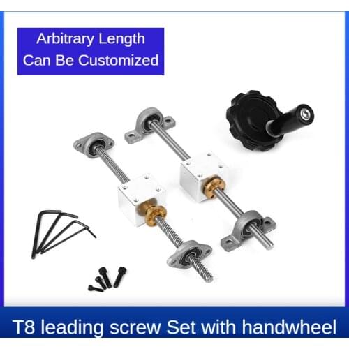 3D Printer CNC T8 Screw Set Horizontal Screw Rod or Vertical Screw Rod Pitch2mm Lead 8mm Length100mm200mm300mm450mm500mm800mm